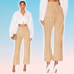 NWT LEVI'S Premium Ribcage Straight Ankle Corduroy Pants Sz 25 Granola